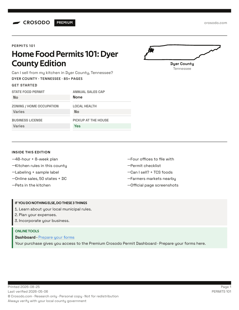 Permit Guide 101 cover for Dyer County