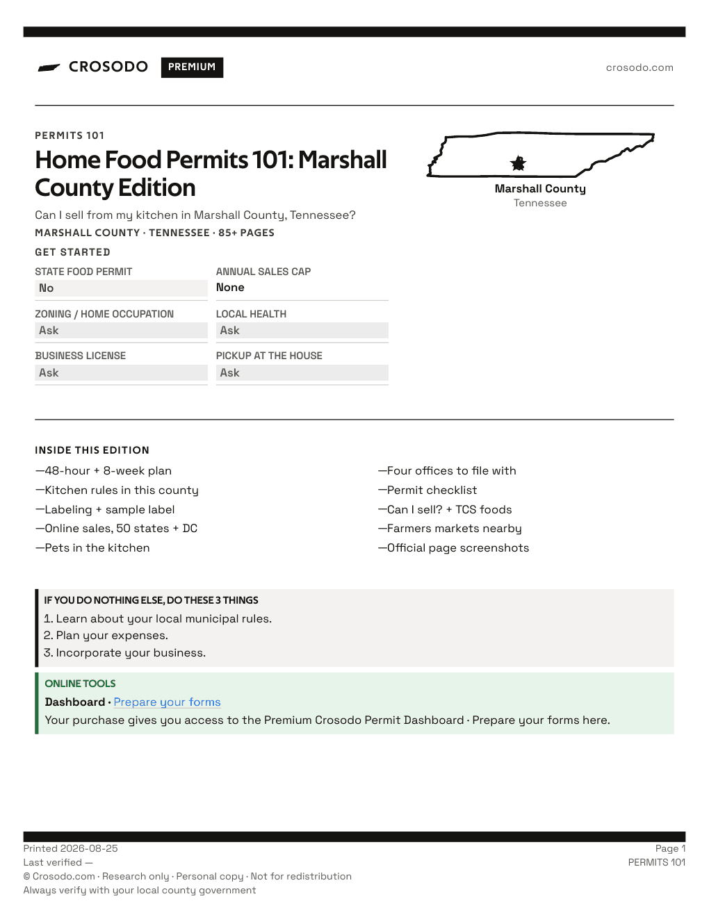 Permit Guide 101 cover for Marshall County