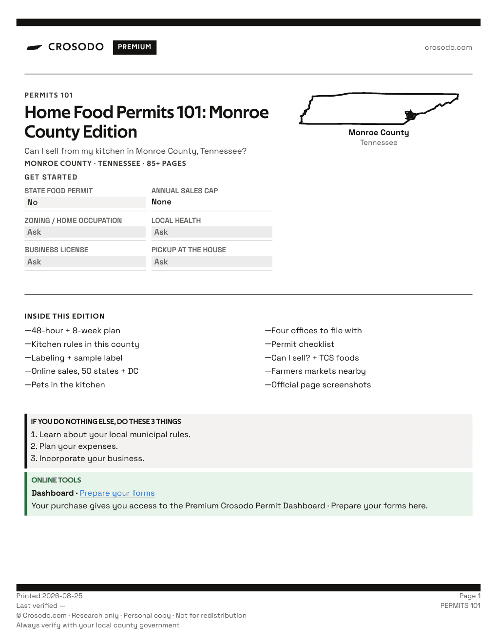 Permit Guide 101 cover for Monroe County