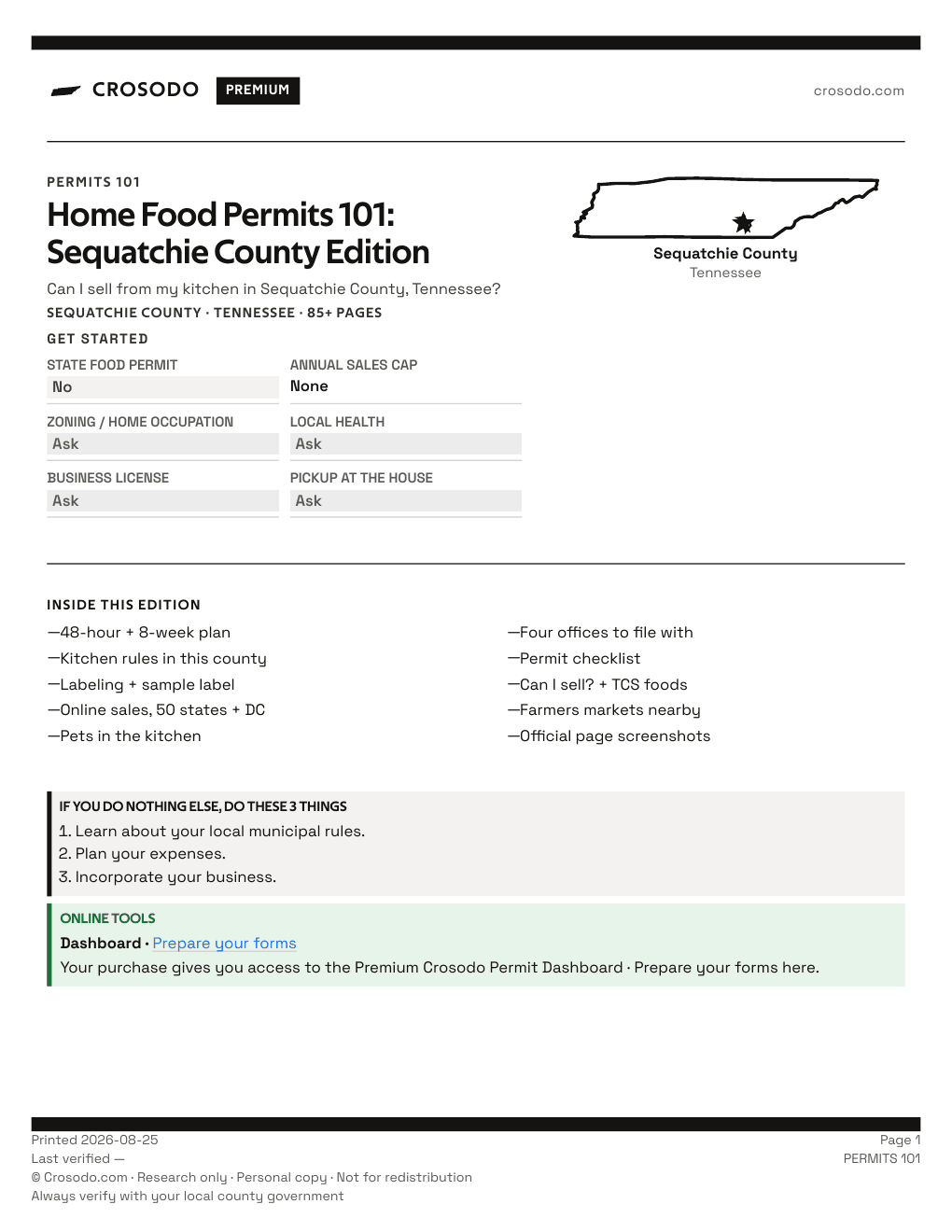 Permit Guide 101 cover for Sequatchie County