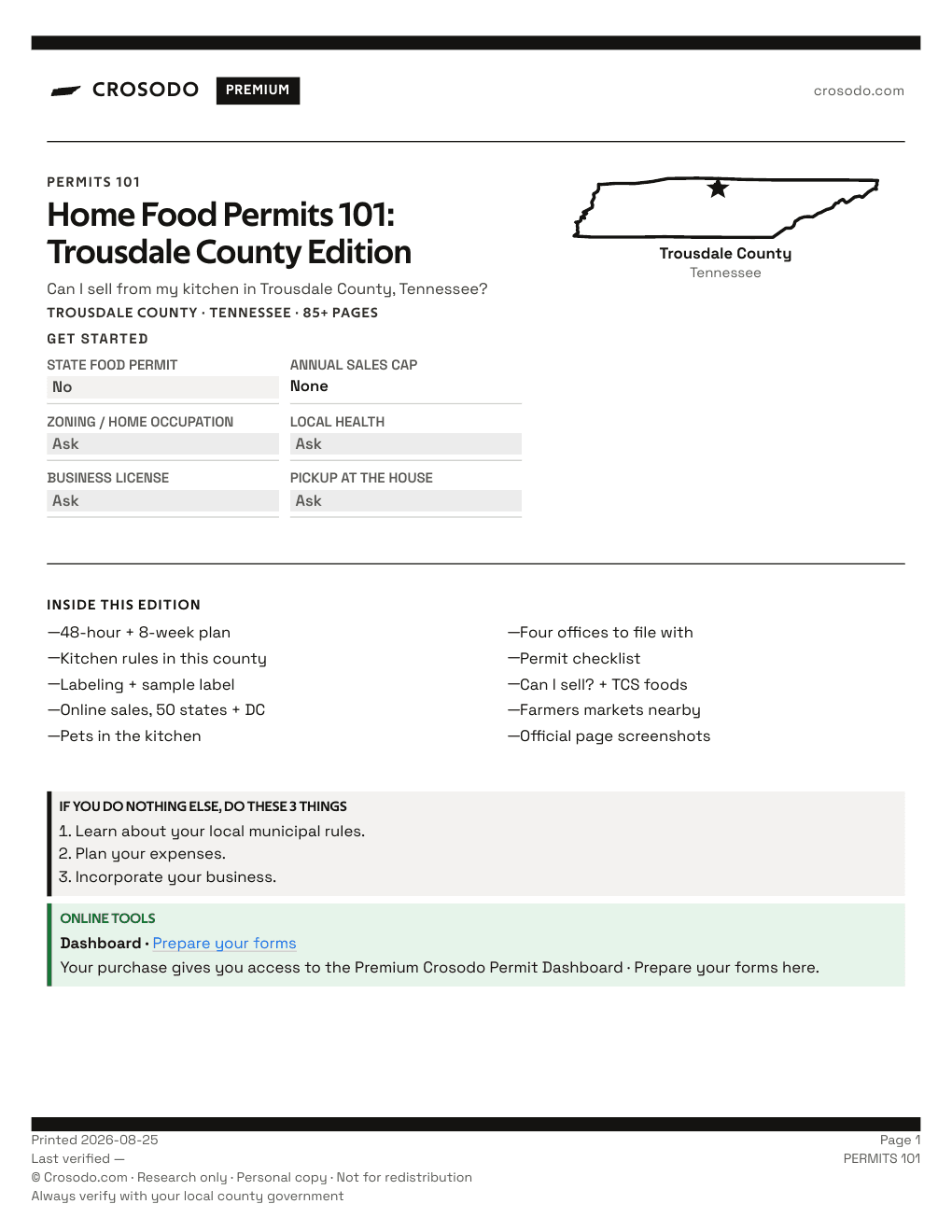 Permit Guide 101 cover for Trousdale County