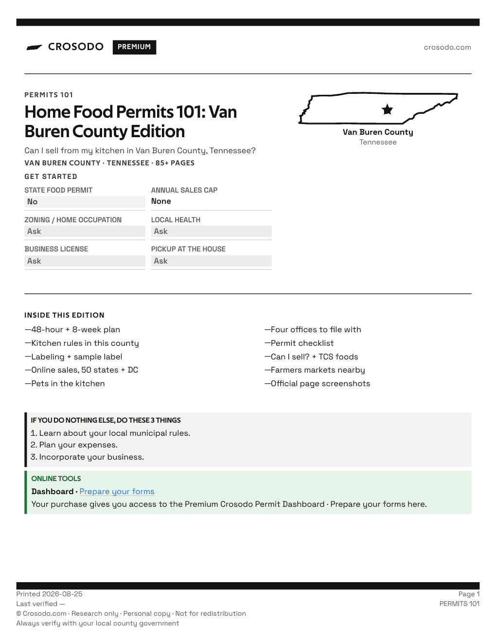Permit Guide 101 cover for Van Buren County