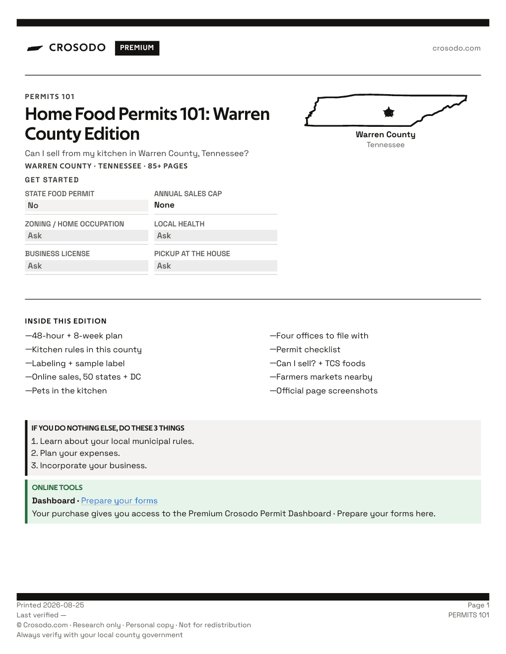 Permit Guide 101 cover for Warren County