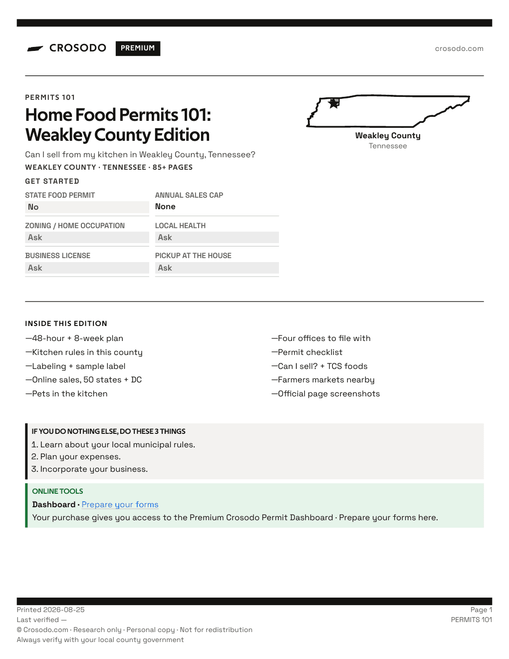 Permit Guide 101 cover for Weakley County
