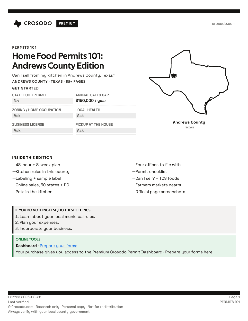 Permit Guide 101 cover for Andrews County