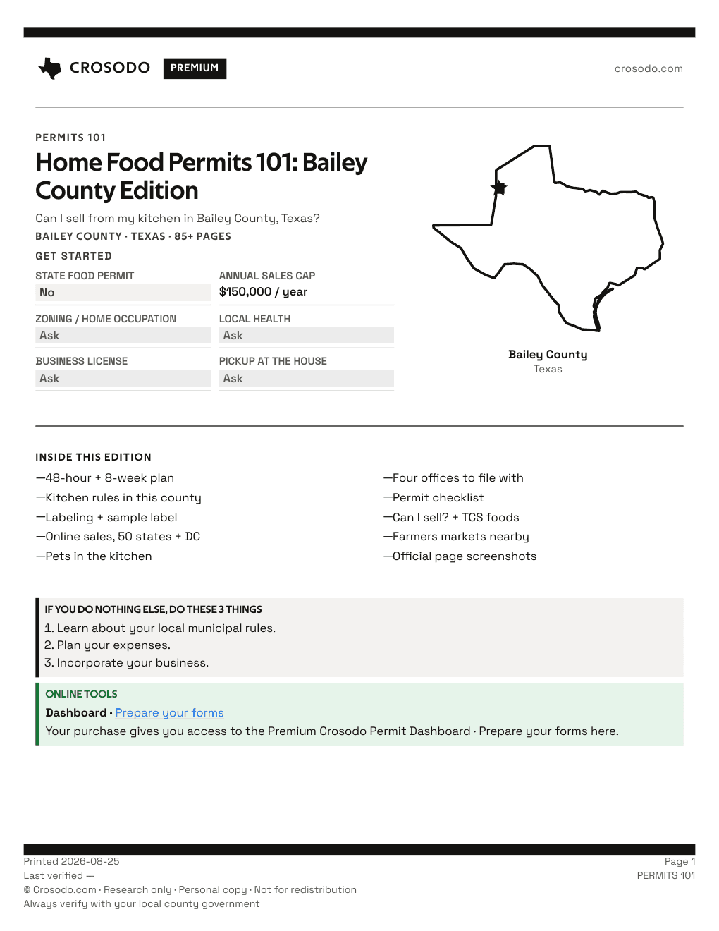 Permit Guide 101 cover for Bailey County