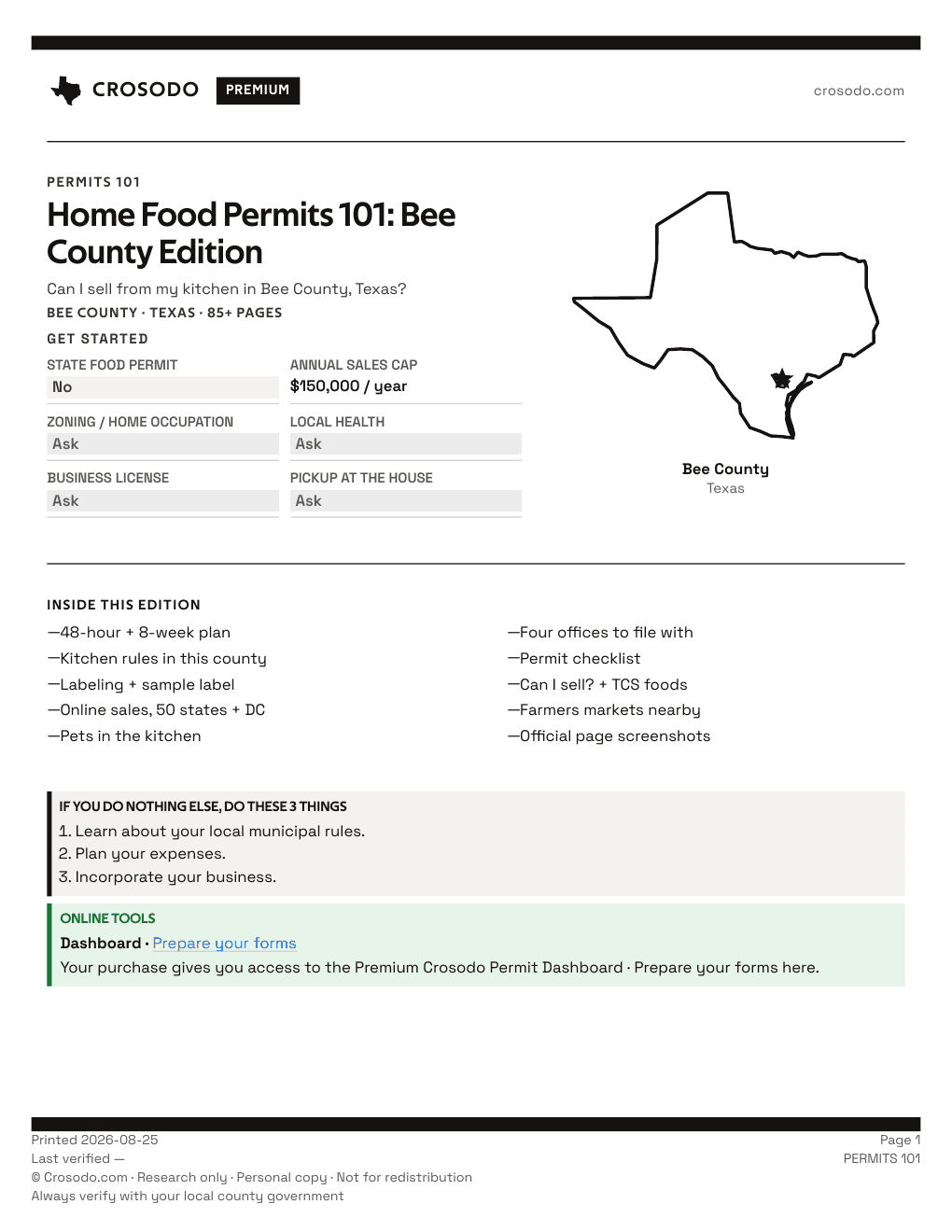 Permit Guide 101 cover for Bee County