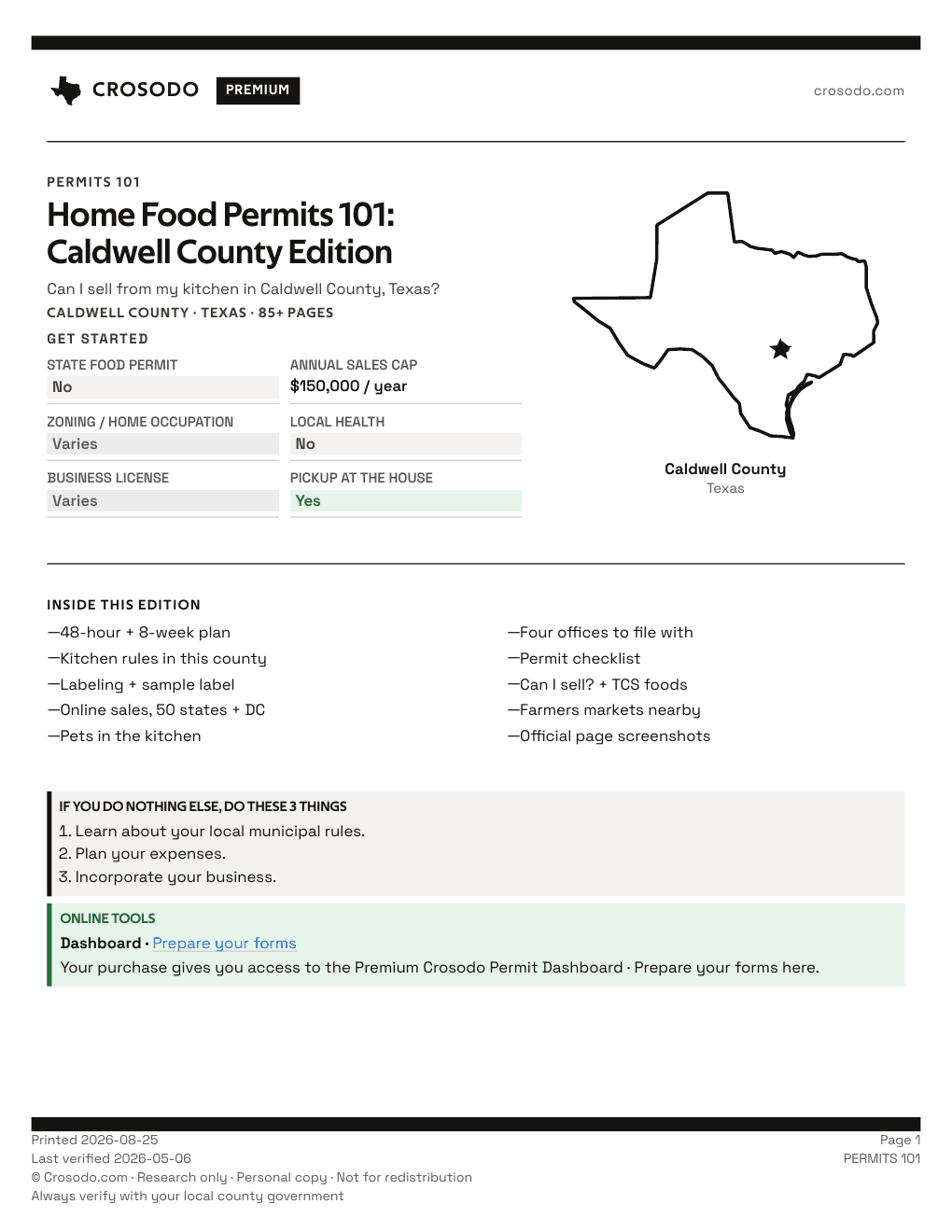 Permit Guide 101 cover for Caldwell County