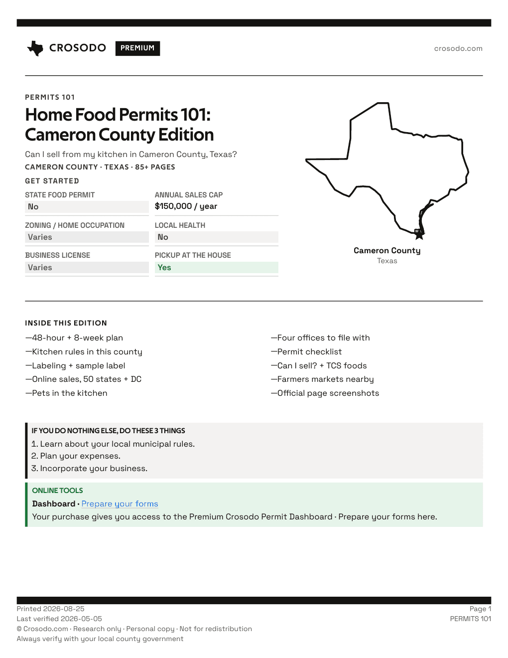 Permit Guide 101 cover for Cameron County