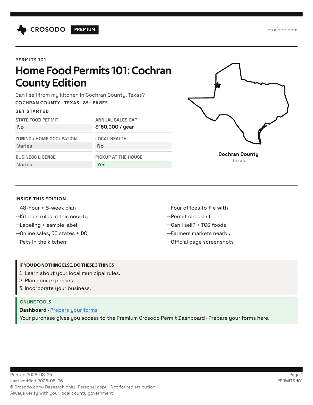 Permit Guide 101 cover for Cochran County