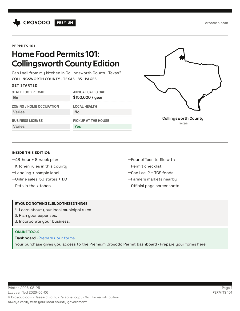 Permit Guide 101 cover for Collingsworth County