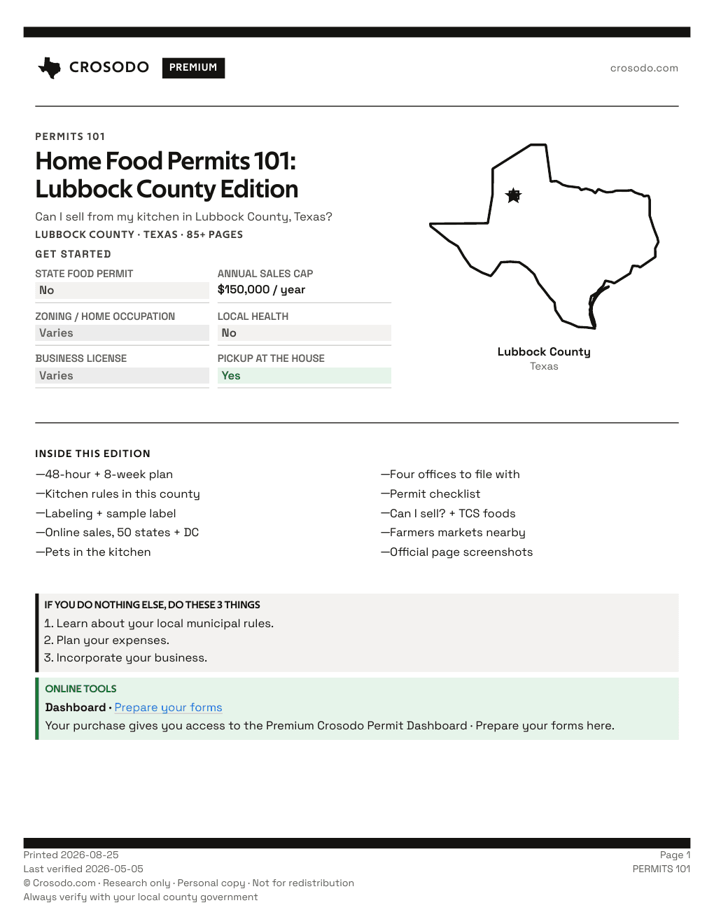Permit Guide 101 cover for Lubbock County