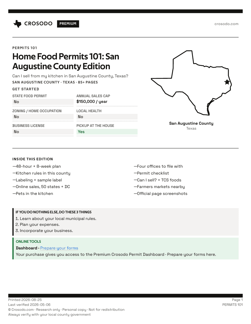 Permit Guide 101 cover for San Augustine County