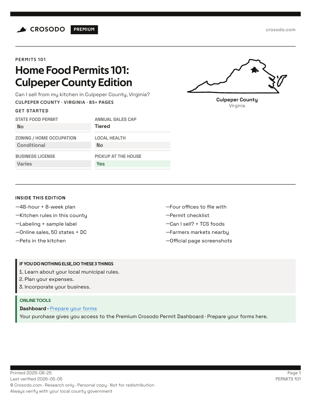 Permit Guide 101 cover for Culpeper County