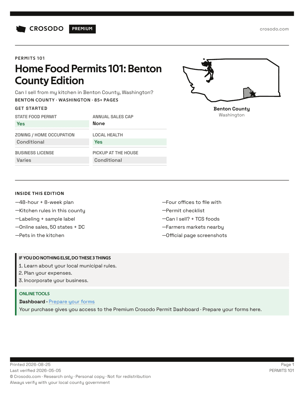 Permit Guide 101 cover for Benton County