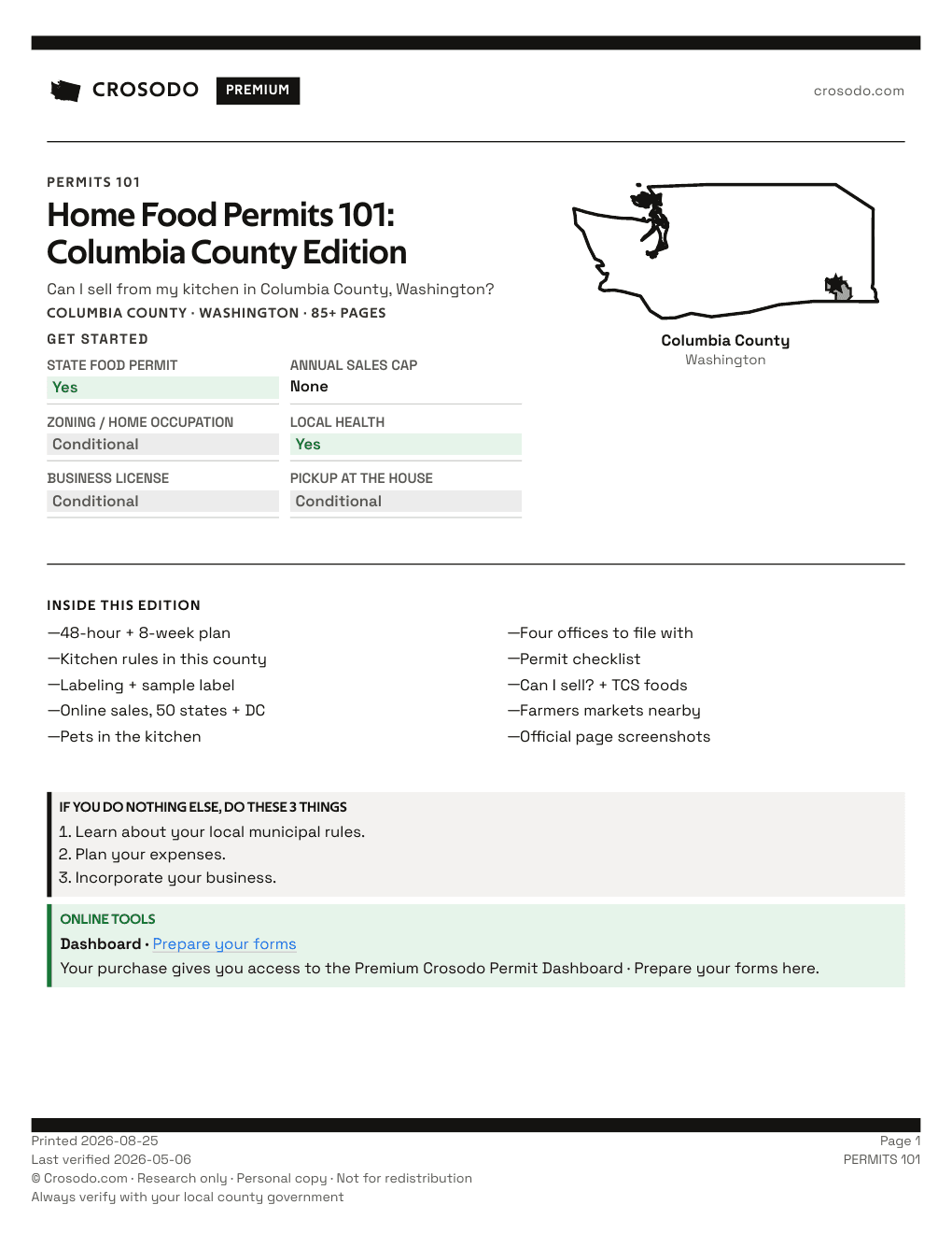 Permit Guide 101 cover for Columbia County