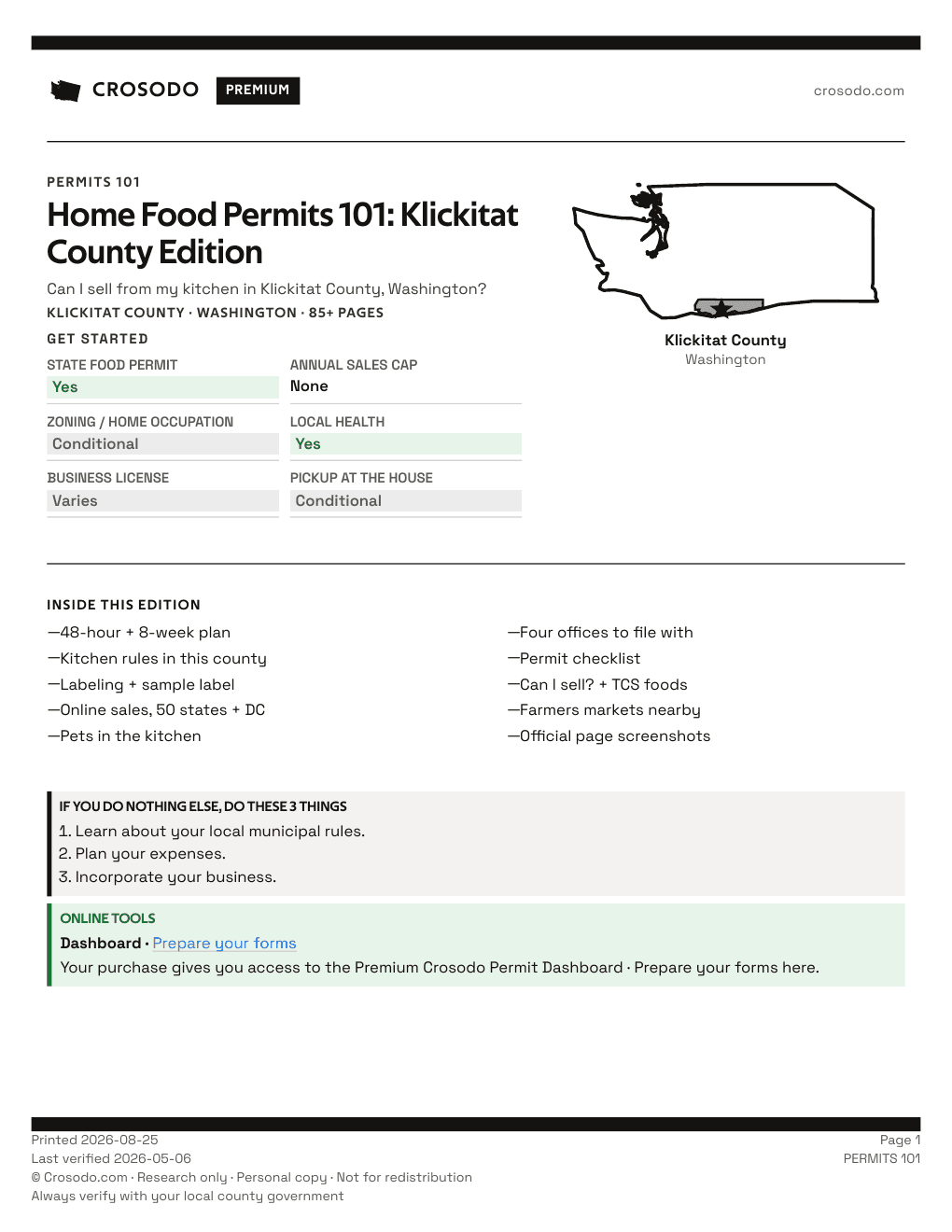 Permit Guide 101 cover for Klickitat County
