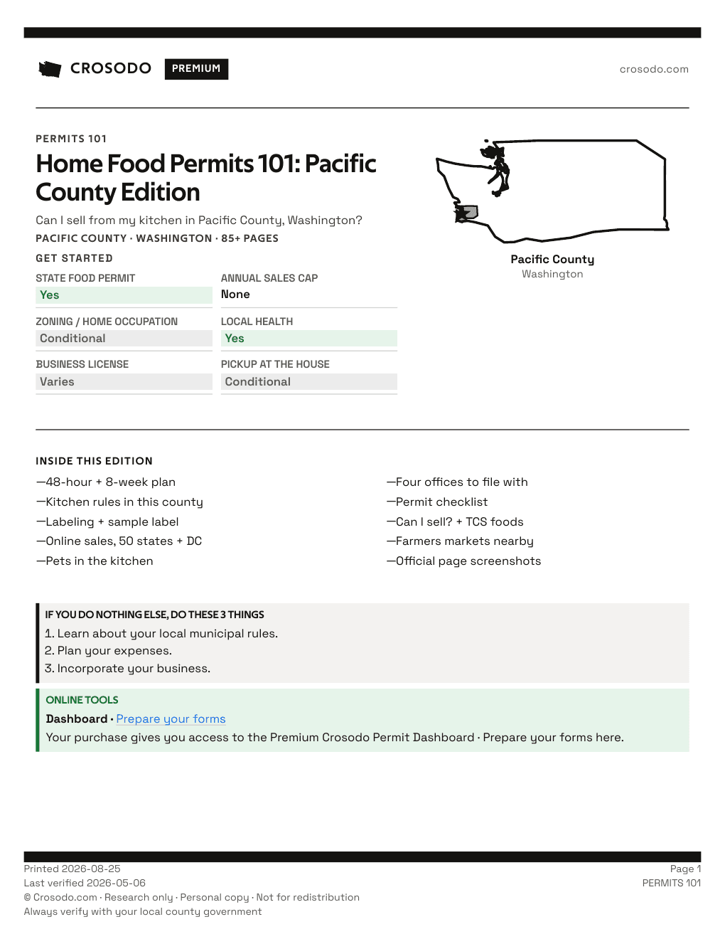 Permit Guide 101 cover for Pacific County