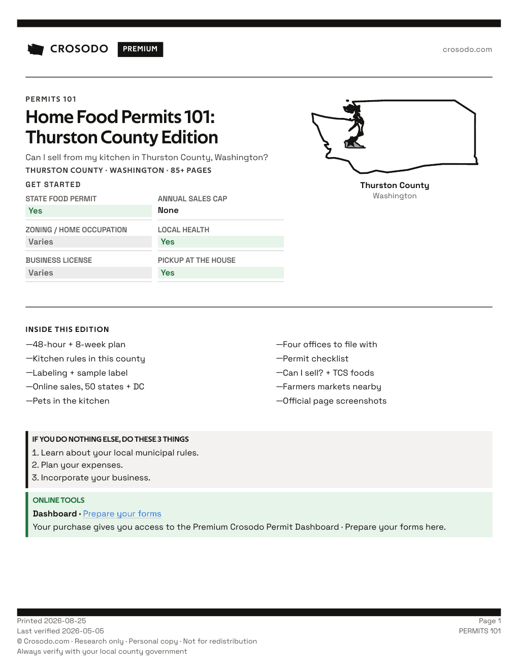 Permit Guide 101 cover for Thurston County