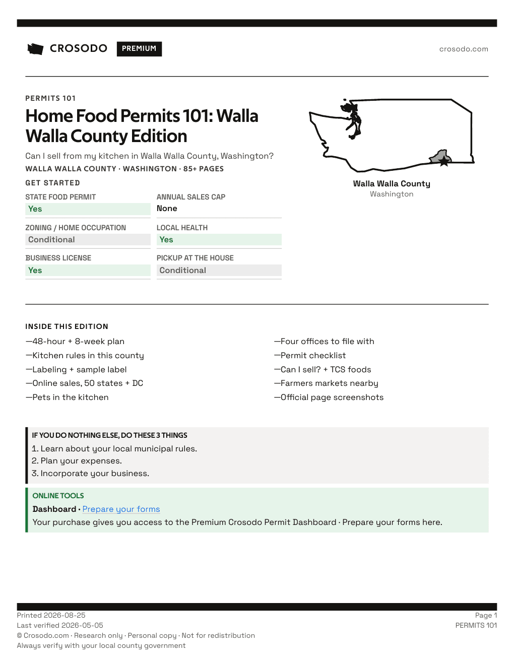 Permit Guide 101 cover for Walla Walla County