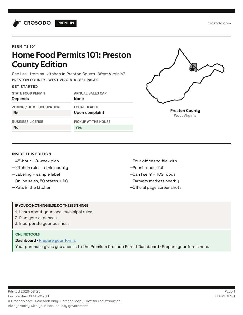 Permit Guide 101 cover for Preston County