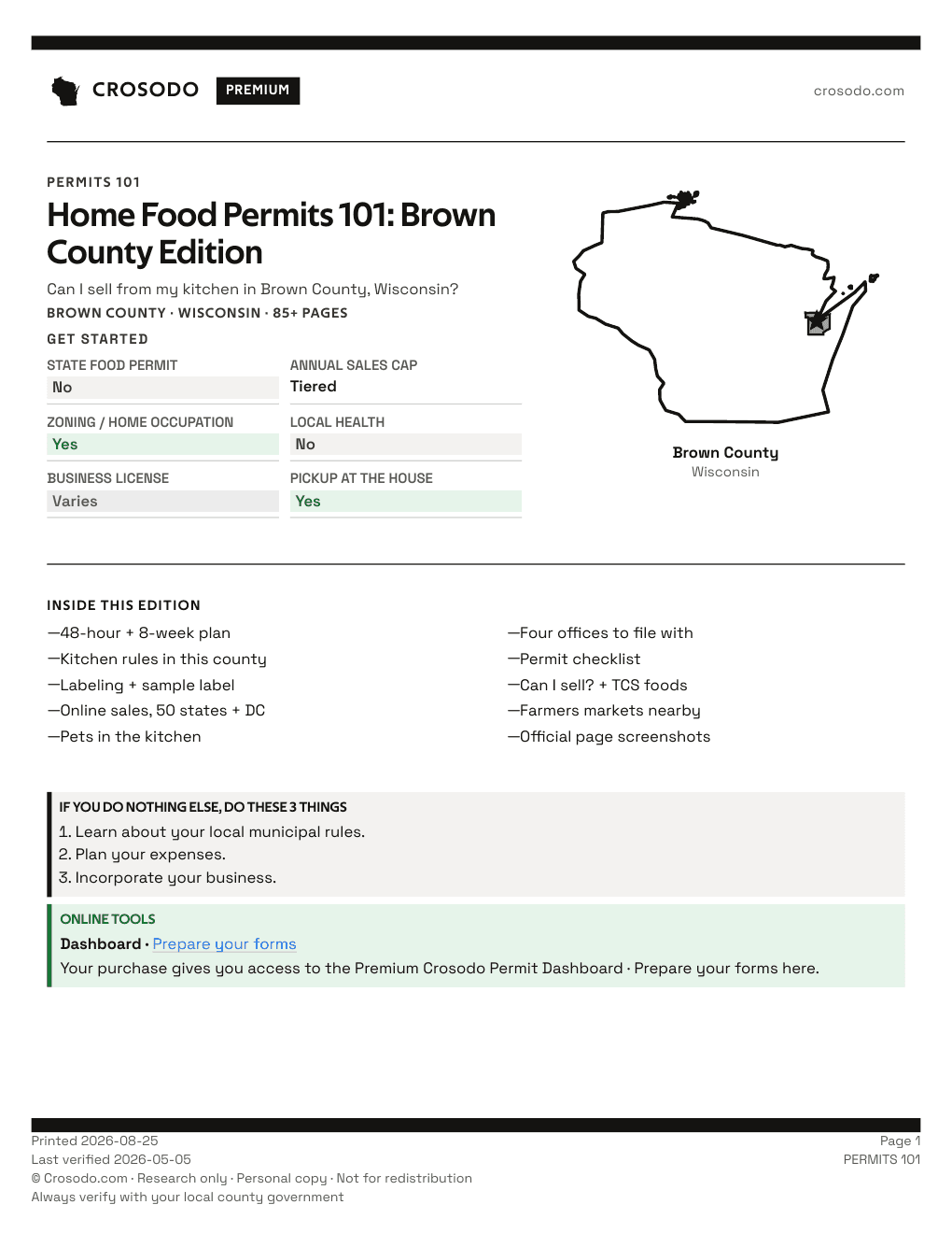 Permit Guide 101 cover for Brown County
