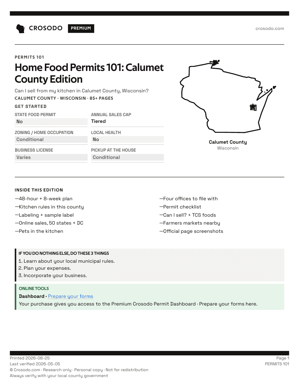 Permit Guide 101 cover for Calumet County
