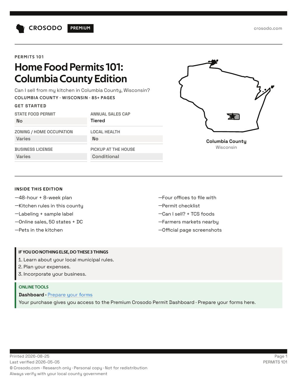 Permit Guide 101 cover for Columbia County