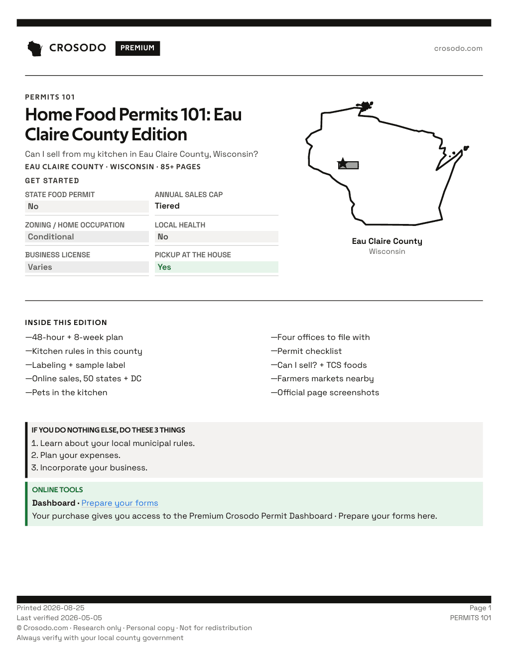 Permit Guide 101 cover for Eau Claire County