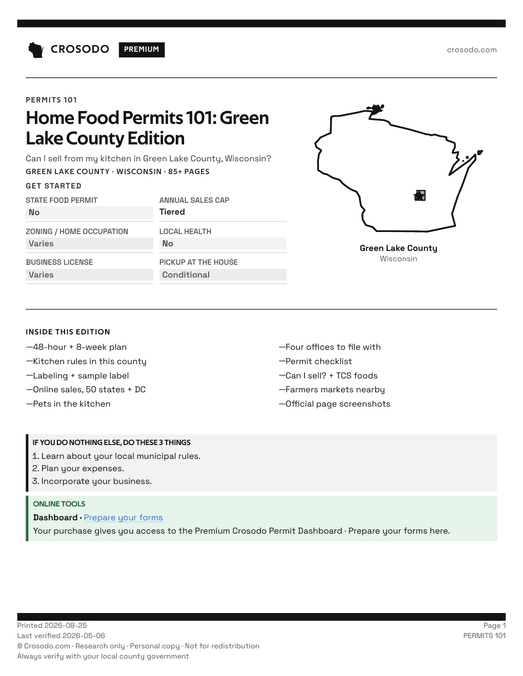 Permit Guide 101 cover for Green Lake County