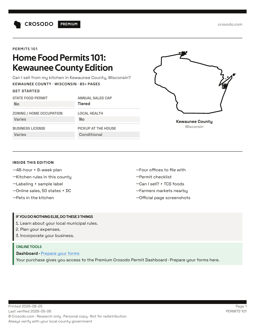 Permit Guide 101 cover for Kewaunee County