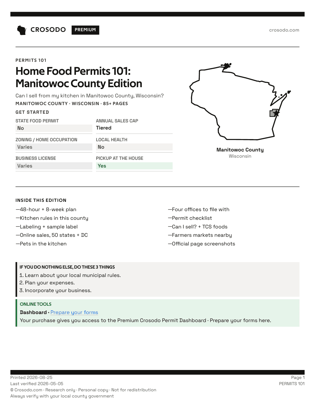 Permit Guide 101 cover for Manitowoc County