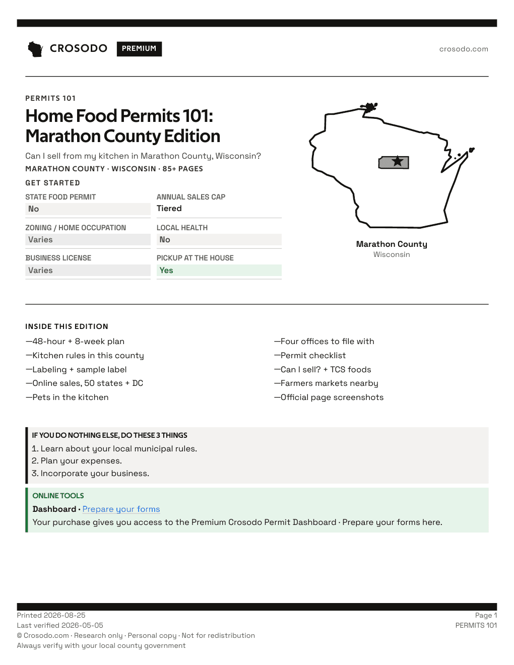 Permit Guide 101 cover for Marathon County