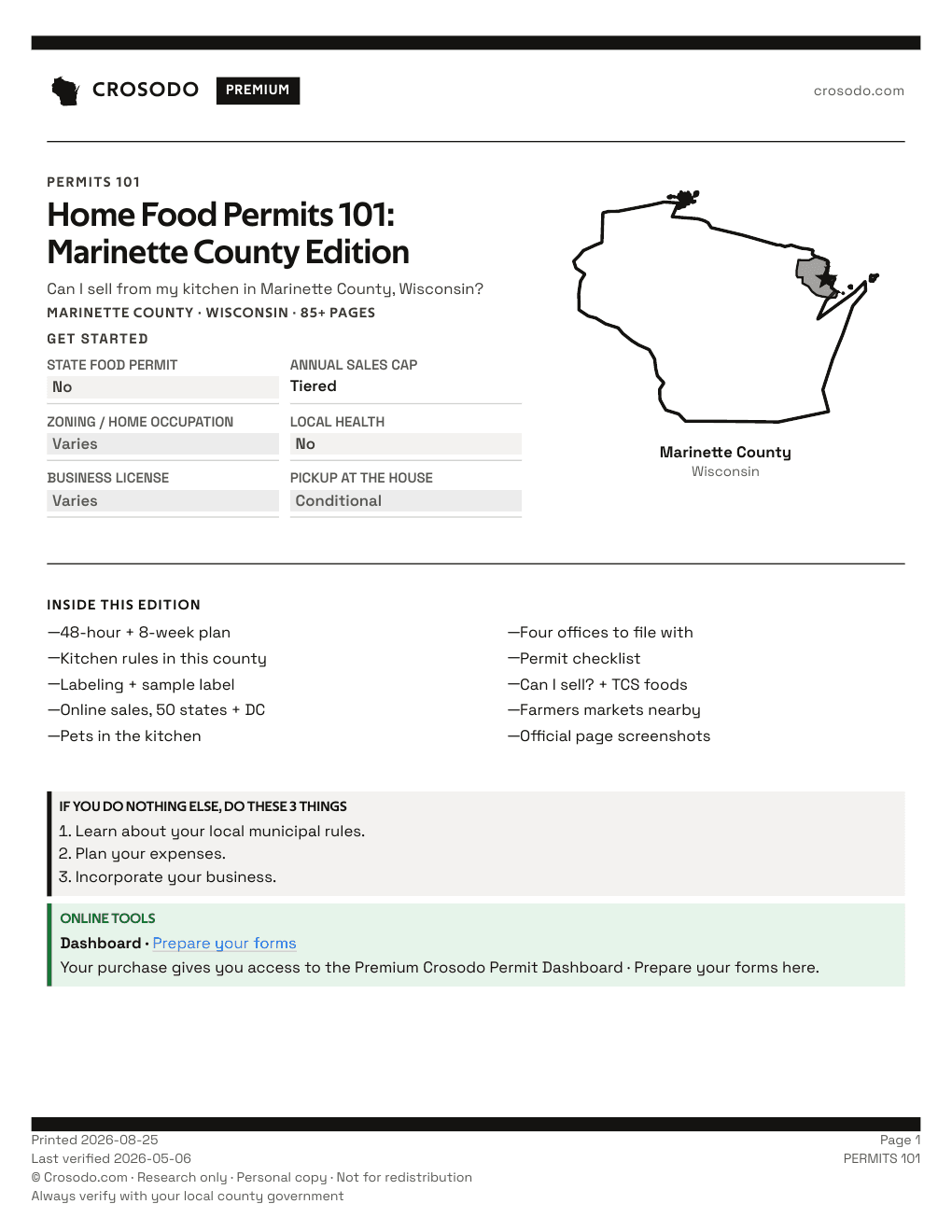 Permit Guide 101 cover for Marinette County