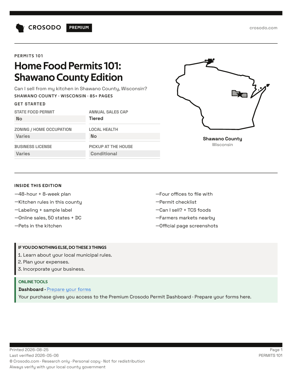 Permit Guide 101 cover for Shawano County