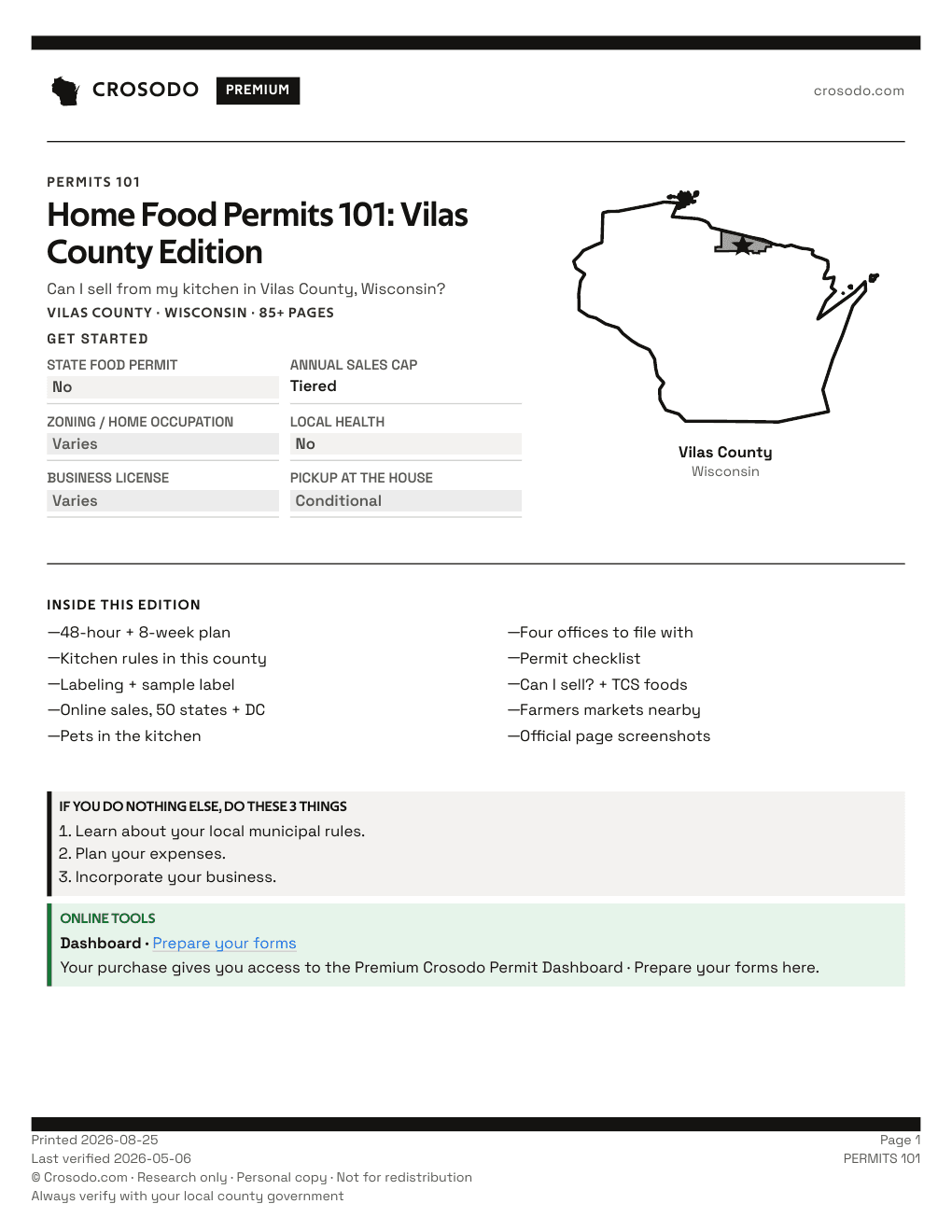 Permit Guide 101 cover for Vilas County
