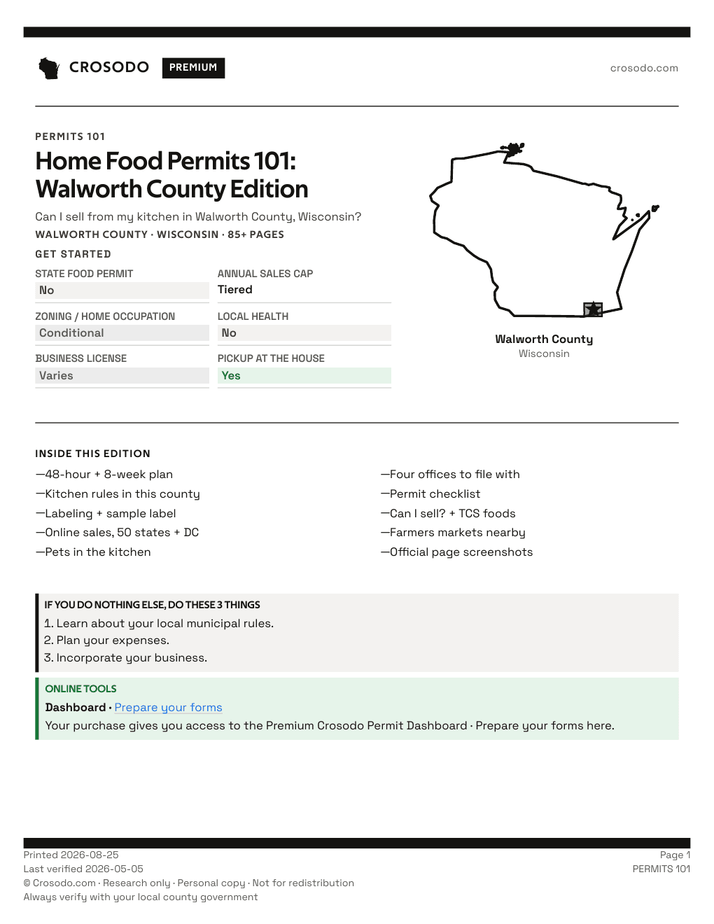 Permit Guide 101 cover for Walworth County